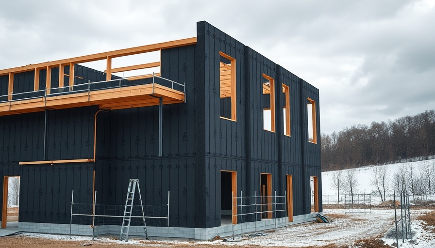 Construction with graphite-enhanced EPS insulation panels.
