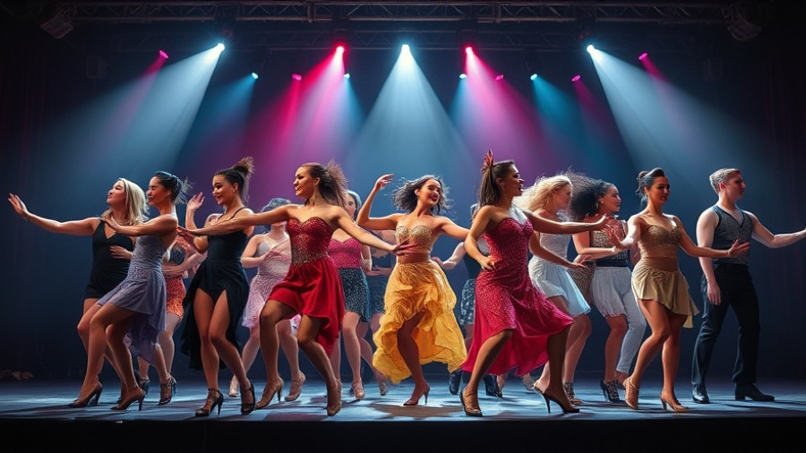 Energetic dancers performing Chicago musical on stage, dramatic expression.