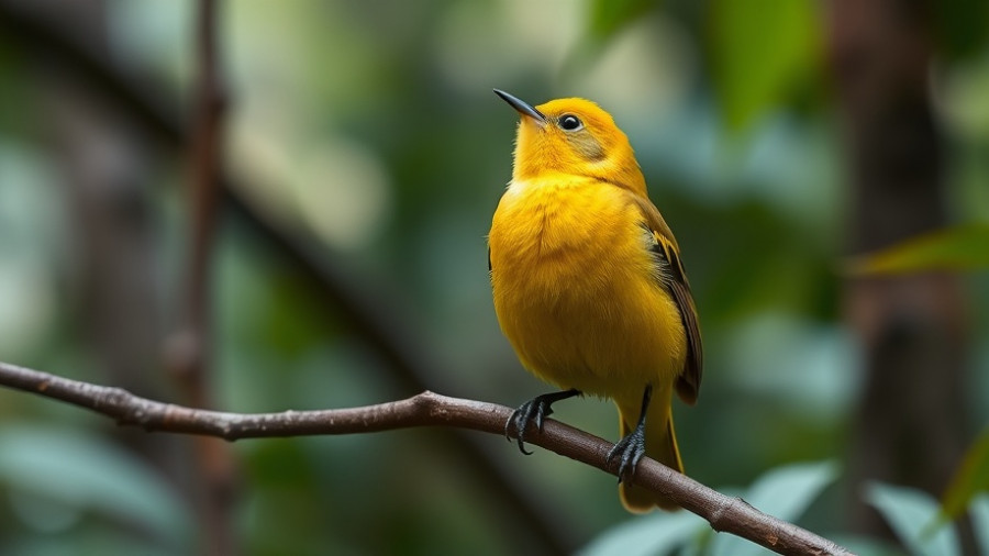 Endangered Akiapōlā'au bird in natural habitat.