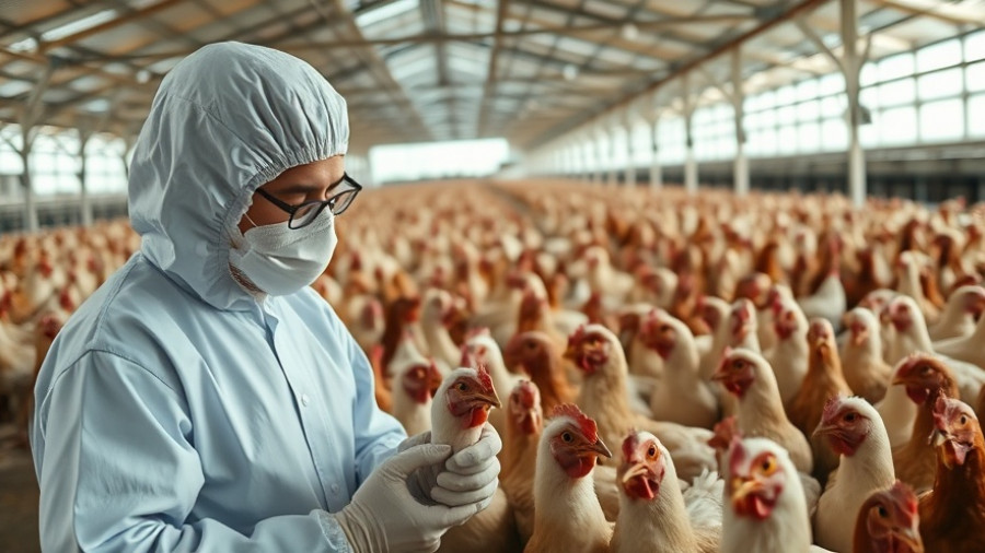 Workers in protective suits inspect chickens during Germany bird flu outbreak.