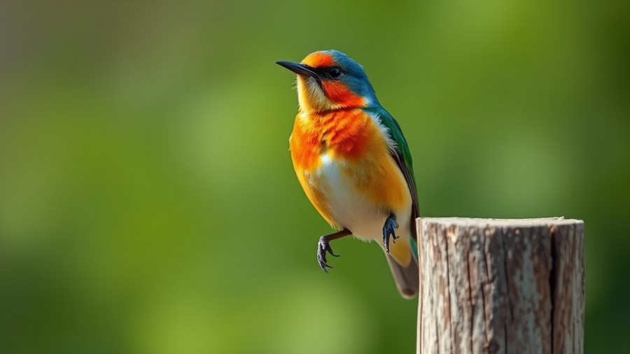 Vivid songbird perched on post, representing state birds.