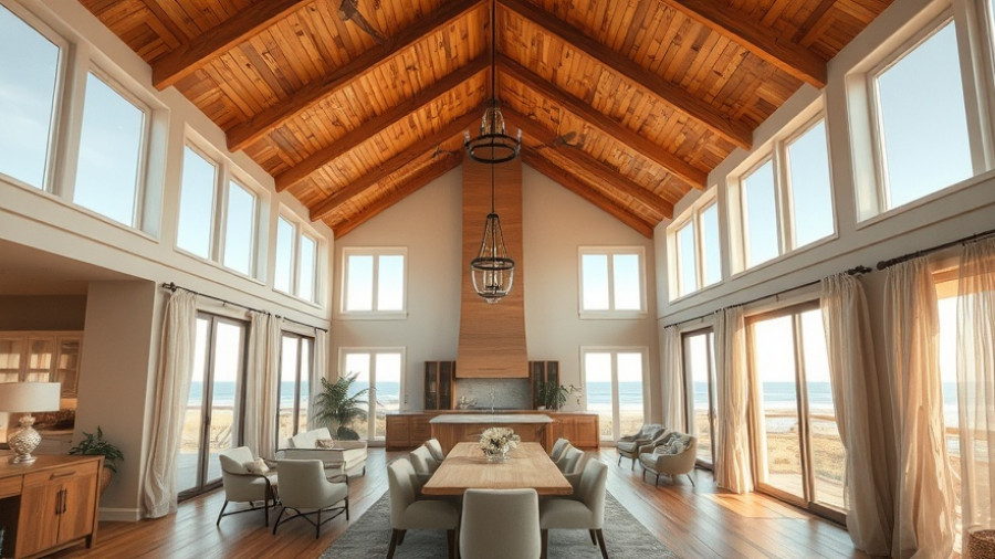 Redefined Australian Beach House with wooden ceiling and cozy interior.