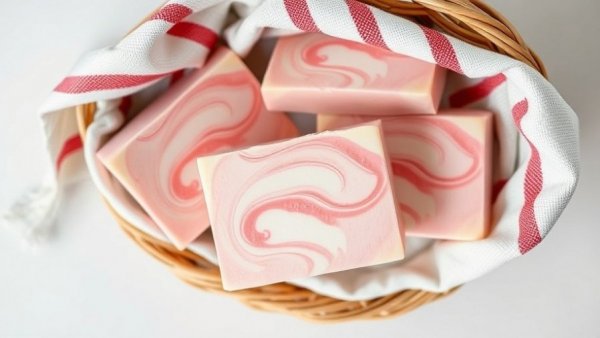 Handcrafted cold process soap in basket with cloth.