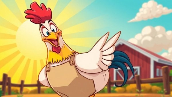 Cartoon chicken with apron and text, Backyard Chickens