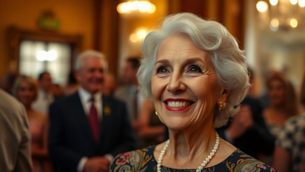 Smiling woman at formal event related to Carol Burnett Scholarship UCLA.