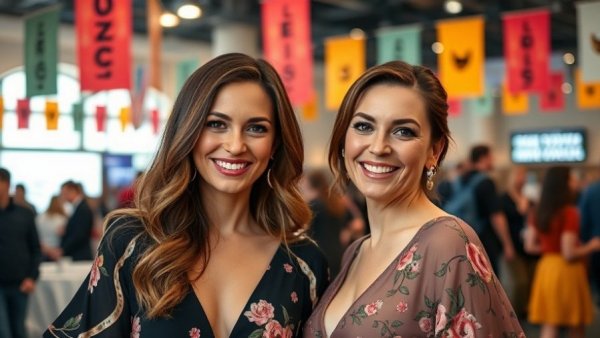 Oedipus Broadway Opening Night attendees smiling warmly indoors.