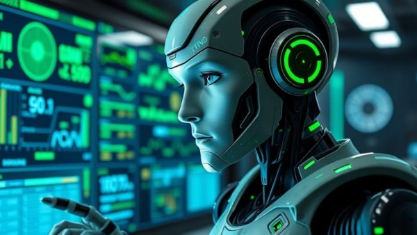 Futuristic robot in a lab analyzing data, highlighting the generative engine optimization confidence gap.