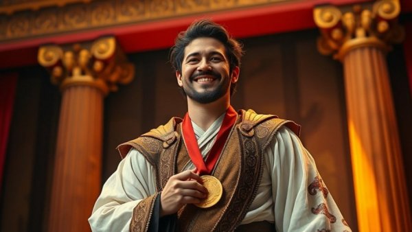 Disney Cruise Live Theatre Experiences, actor in ancient-themed costume performing on stage.