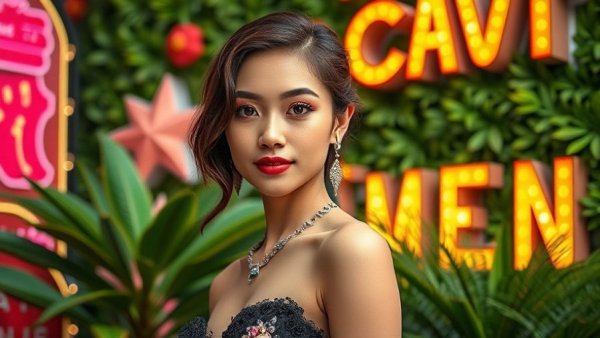 Ariana Grande Eternal Sunshine Tour promotional image with elegant attire.