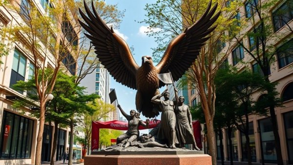 Golden Eagle Conservation in Mexico symbolized by eagle sculpture.
