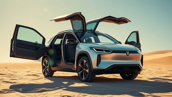All-electric Jeep Recon with open doors on a sandy terrain.