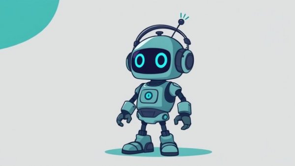 Cartoon robot with headphones in abstract background for AT&T Midband Spectrum Activation.