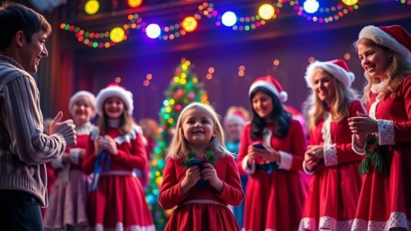 Annie New York City cultural narrative, theatrical Christmas scene.