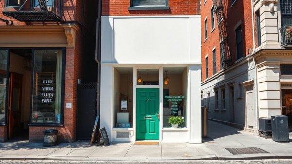 wild project purchases East Village home; white storefront with green door.