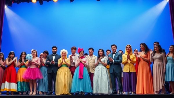 Mamma Mia Monday Glens Falls musical cast extravagantly bowing.