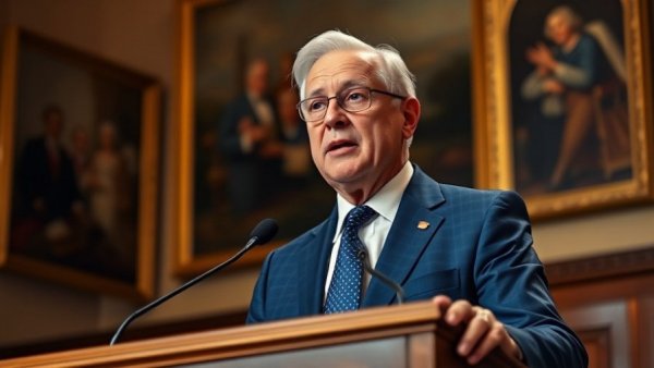 Trump administration AI regulations discussion at government podium.