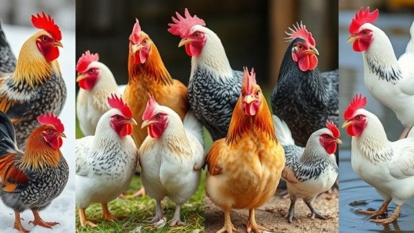 Diverse chickens in a Miss BYC Beauty Pageant 2025 collage.