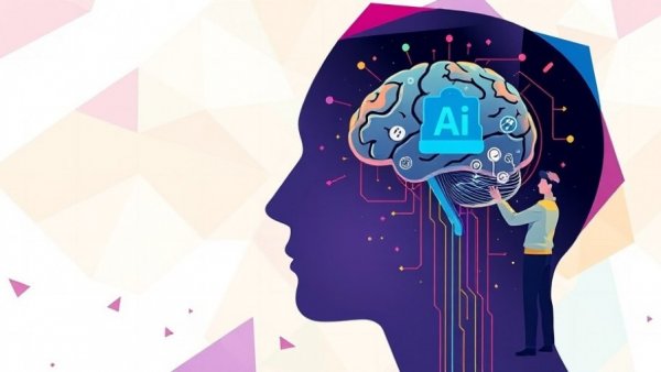 AI trust problem concept with human and digital brain illustration