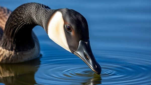 Canada goose drinking water, related to bird flu in Rock County.