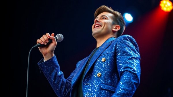 Holiday Concerts at 54 Below: Performer singing passionately on stage