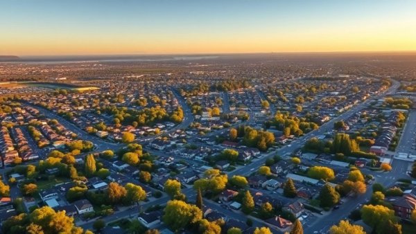Aerial view of Palo Alto cityscape at sunset, highlighting future of technology.