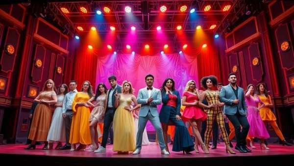 Romy & Michele Musical Off Broadway cast performing energetically on stage.