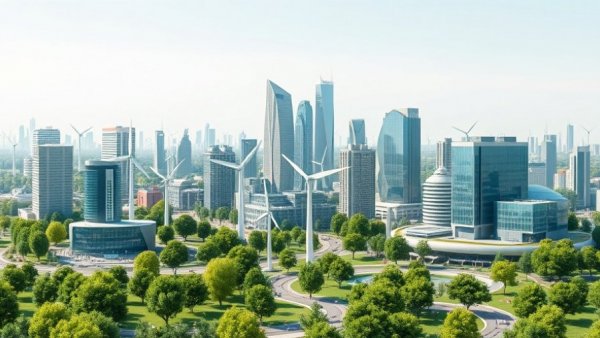 Stylized green urban landscape symbolizing BREEAM certification.