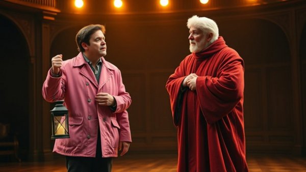 Actors in 'Ebenezer Scrooge's BIG San Diego Christmas Show' scene.