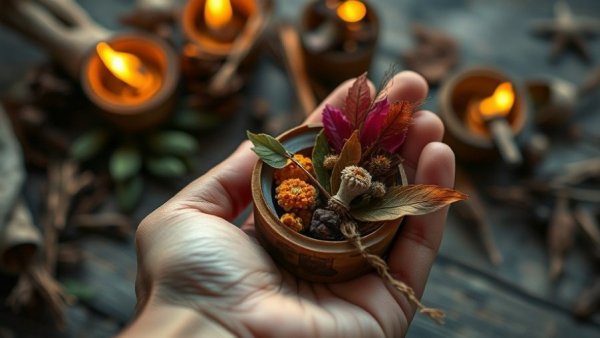 Handcrafted fire starter with dried botanicals in wax.