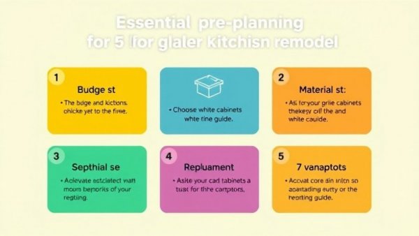 Infographic with five kitchen remodel tips for best price and planning.