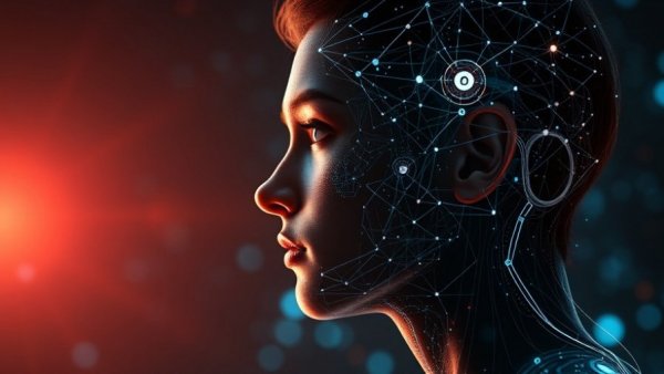 Futuristic digital profile visualizing Google Gemini Course for Small Businesses