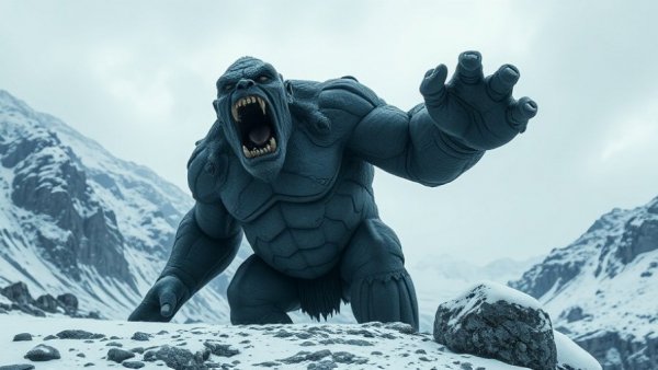 Massive stone troll in snowy mountains, from best movies on Netflix