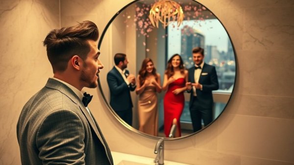 Stylish man seeing celebration reflection; custom integration industry insights.