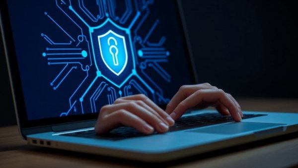 Laptop displaying security icon for NinjaOne Remote access solution.