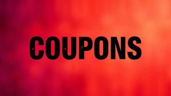 Bold COUPONS text with gradient background for Hoka discount