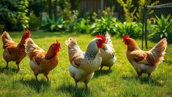 Chickens roaming freely in sunlight, Connecticut Bird Flu Alert.