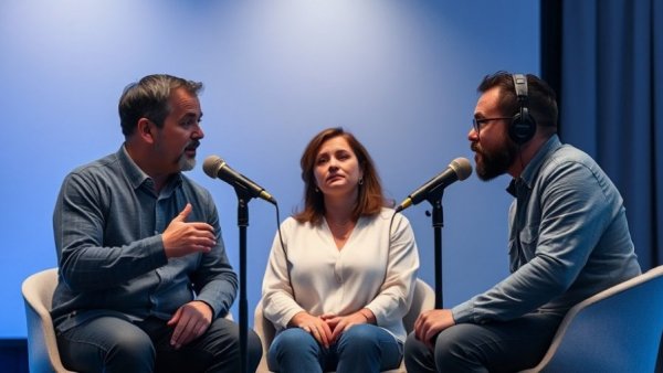 Panel discussion on the importance of arts education at a podcast event.