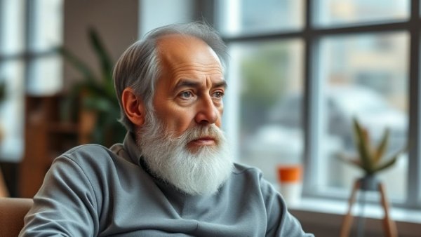 Older man with gray beard in a live interview setting, Hamilton 10 Year Anniversary.