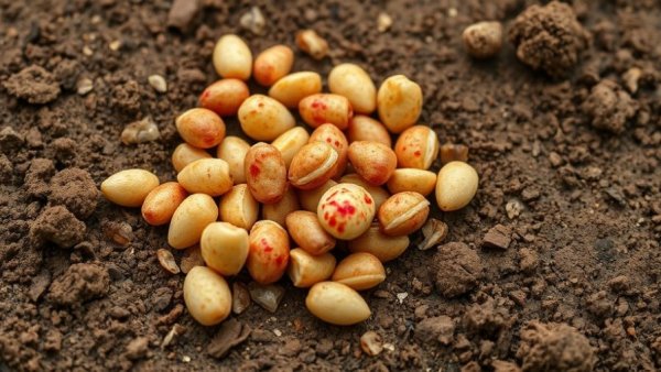 Signs of coccidiosis in chicken feces on dirt surface.
