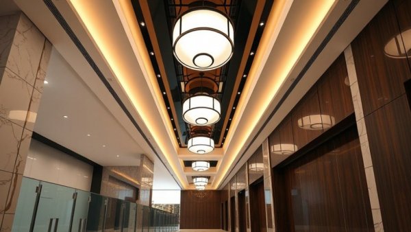 Luxurious smart spaces hallway with elegant lighting and glass railings.