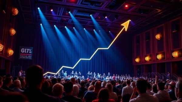 Wicked Broadway Gross Returns illustrated with theater seats and graph line.