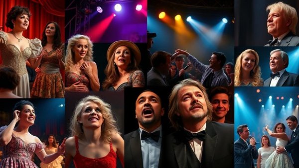 Collage of Broadway 2025 season performances showcasing diverse scenes.