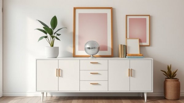 Digitizing Old Photos setup on modern white cabinet with decor