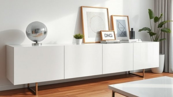 Modern sideboard setup with decor and art, digitizing old photos inspiration.