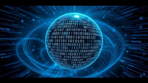 Globe made of binary code emphasizing democratize AI in education and healthcare.