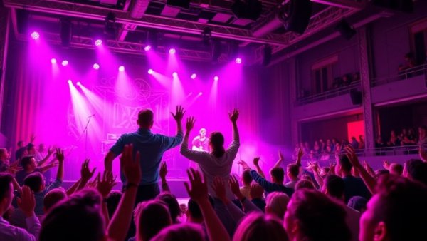 Dynamic Broadway revival scene with energetic audience interaction.