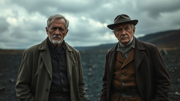 Scene from Waiting for Godot Stratford Festival 2026 teaser, two men standing.
