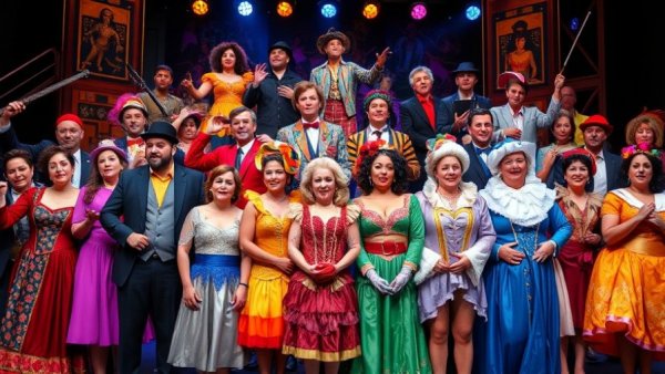 Collage of vibrant Broadway shows featuring new cast members.