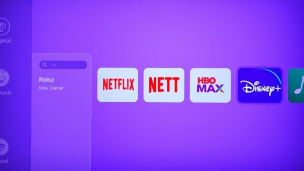 Roku Integration 3.0 interface displaying streaming services on a digital screen.