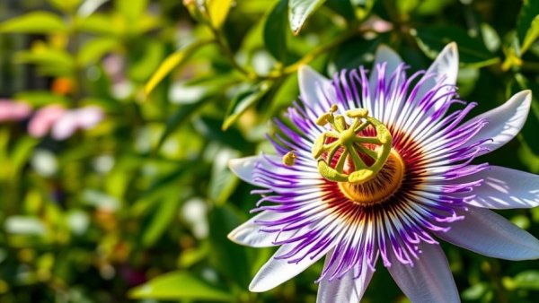Vibrant passionflower in lush garden setting - best natural sleep aid.